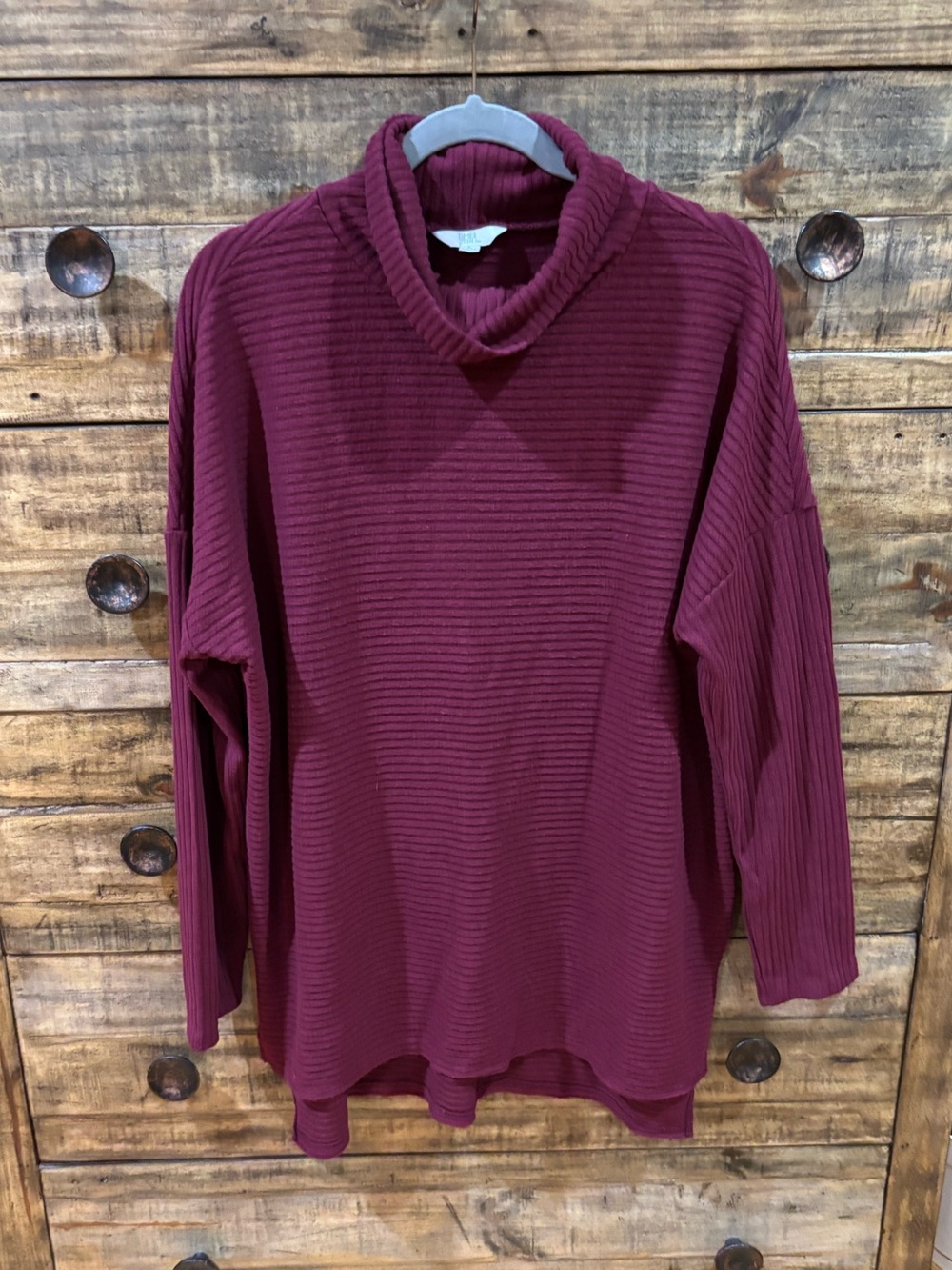 Time and‎ Tru Ribbed Cowl Neck Sweater